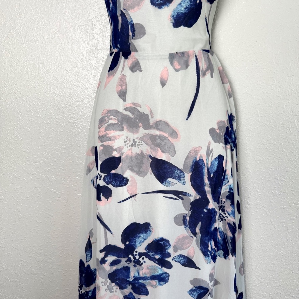 Lulus All I need blue gray floral open lace up back maxi dress S - Picture 4 of 12